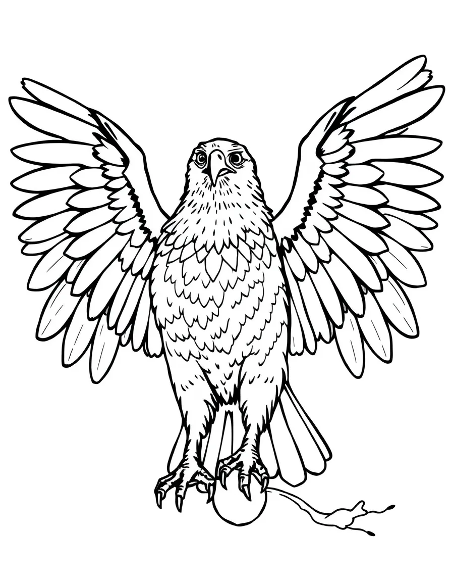 A hawk with its wings spread wide  