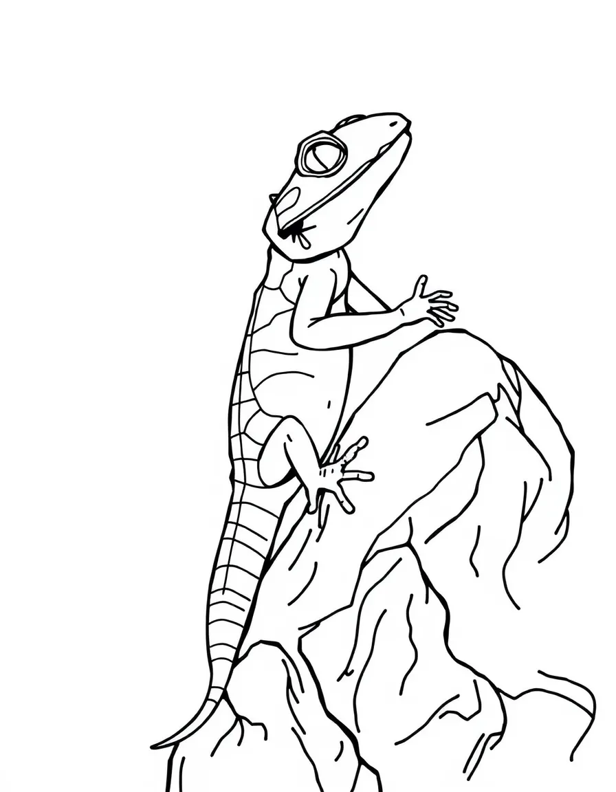 A gecko climbing up a rock  