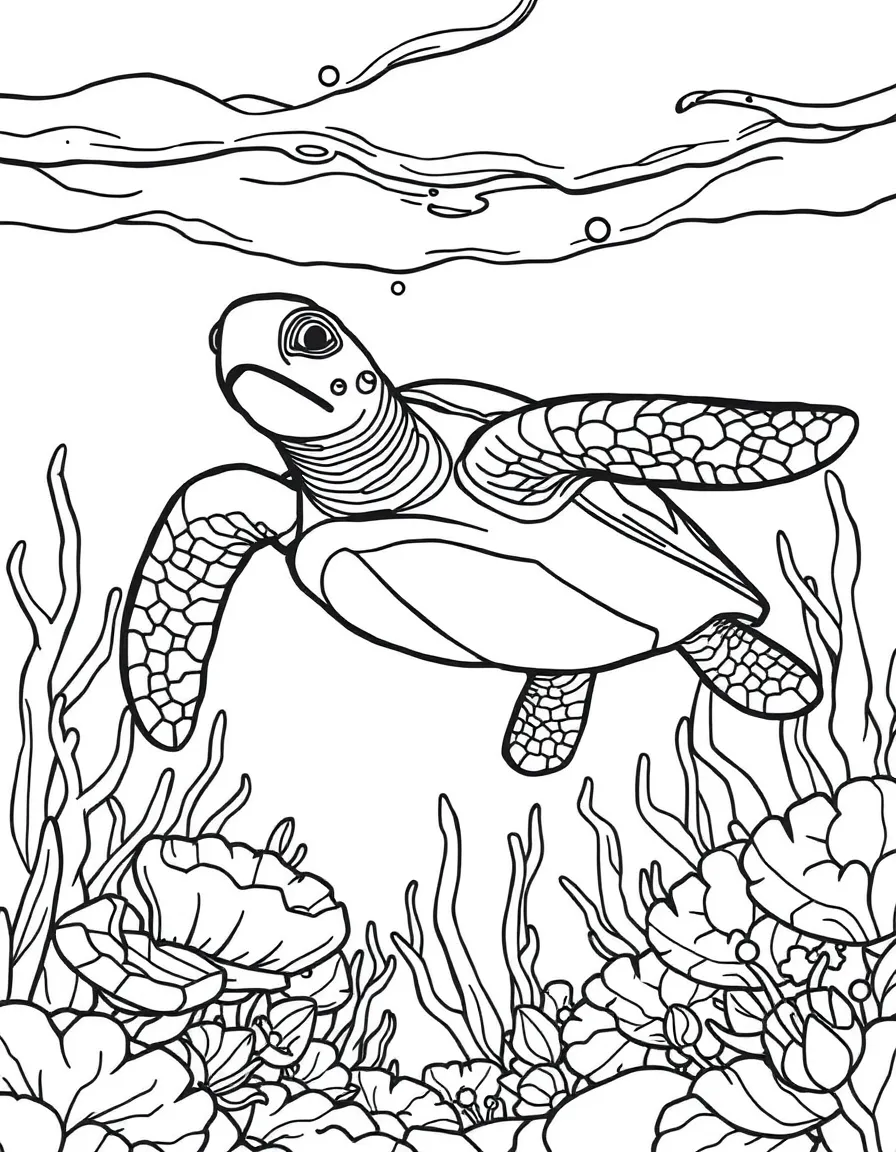 A sea turtle swimming through the ocean  