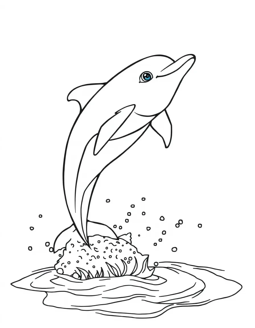A dolphin leaping out of the water  