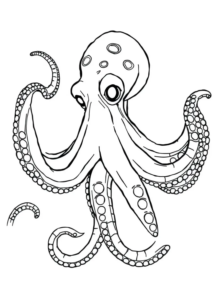 A giant octopus stretching its tentacles  