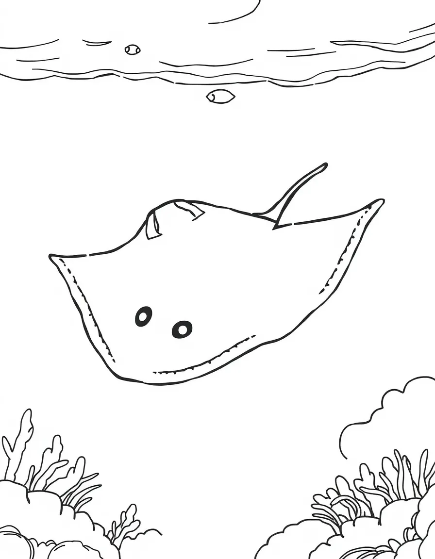 A stingray gliding through the water  