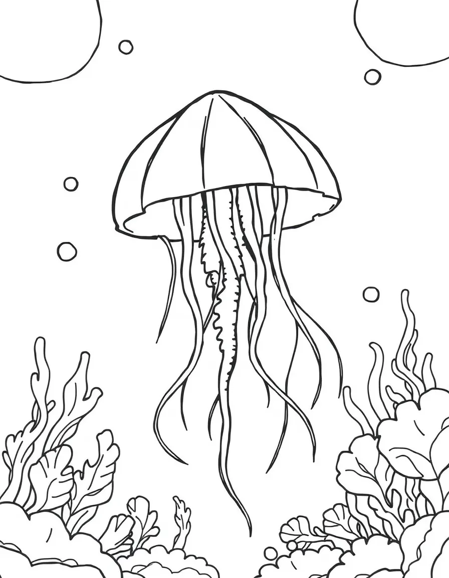 A jellyfish floating in the ocean depths  