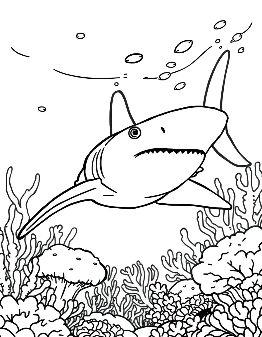 A hammerhead shark patrolling the reef  