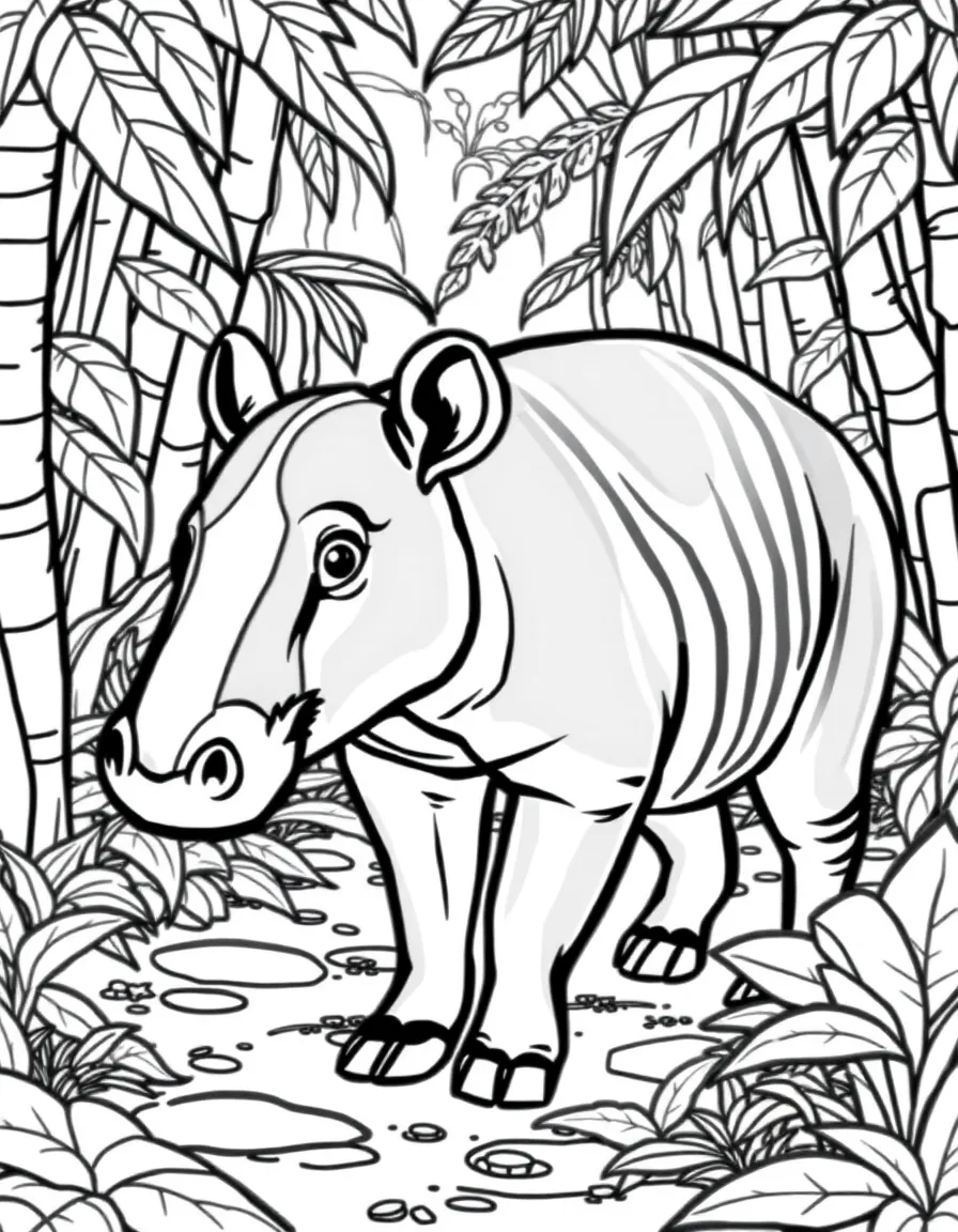 A tapir walking through a rainforest  