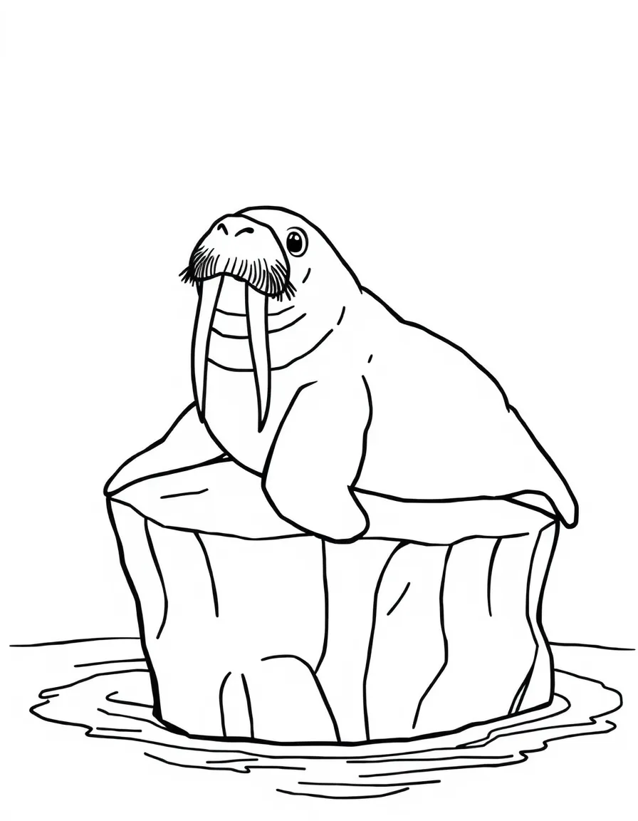 A walrus resting on an iceberg  