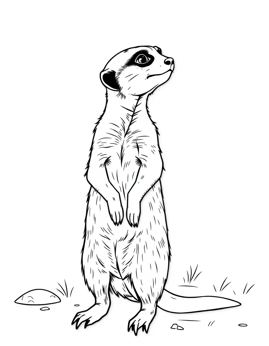 A meerkat standing on its hind legs watching for danger  