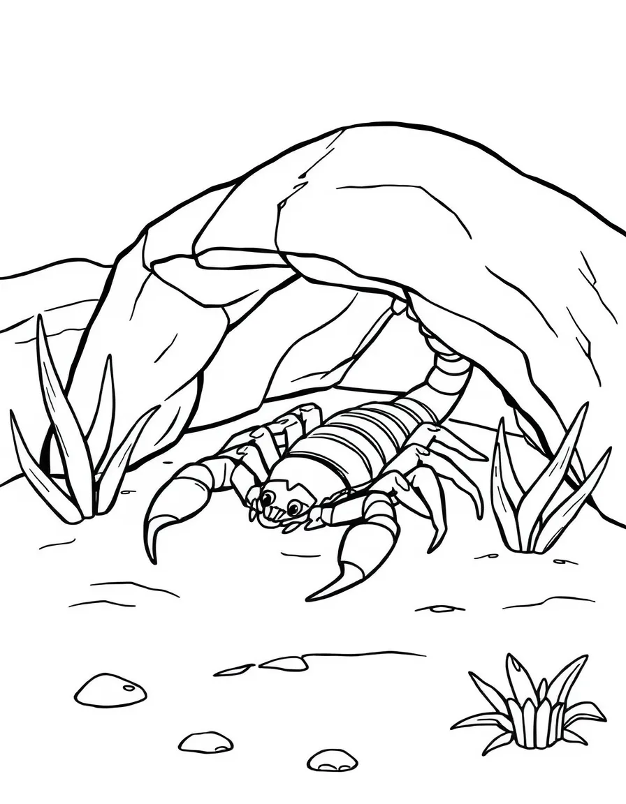 A scorpion hiding under a desert rock  