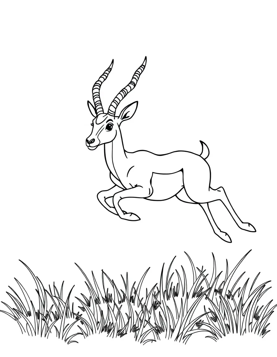 A gazelle leaping gracefully across the grassland  