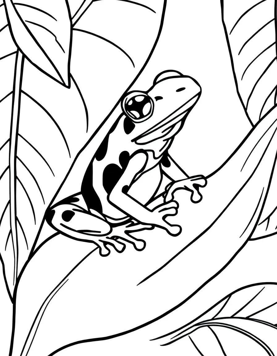 A poison dart frog sitting on a giant leaf  