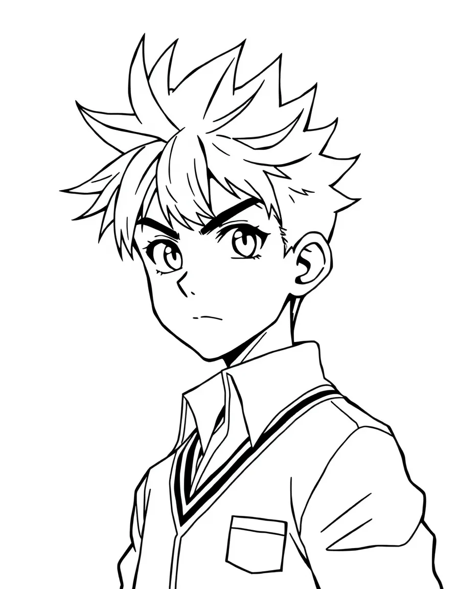 A determined high school boy with spiky hair in a gakuran uniform