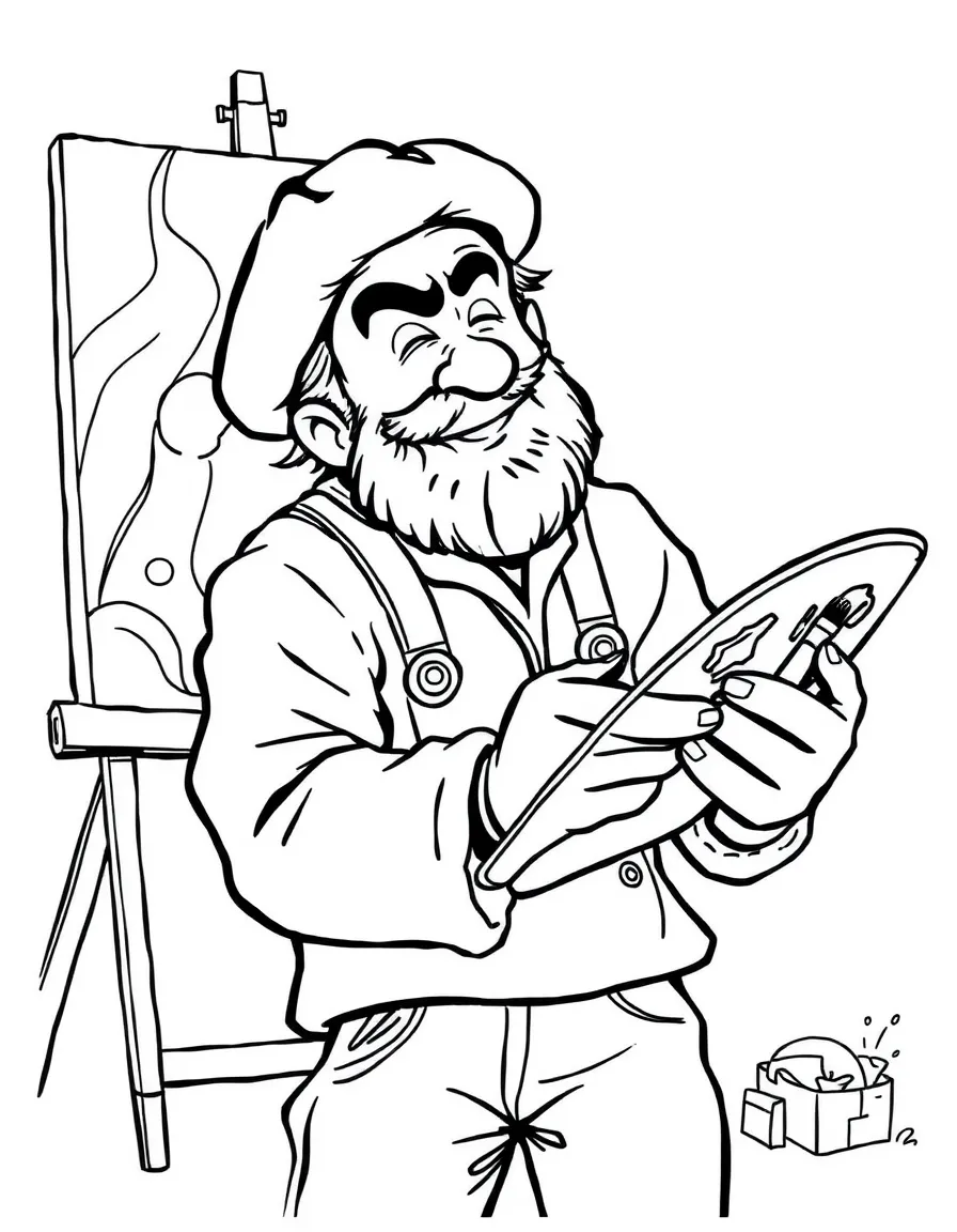 A passionate artist with a beret and palette creating a masterpiece