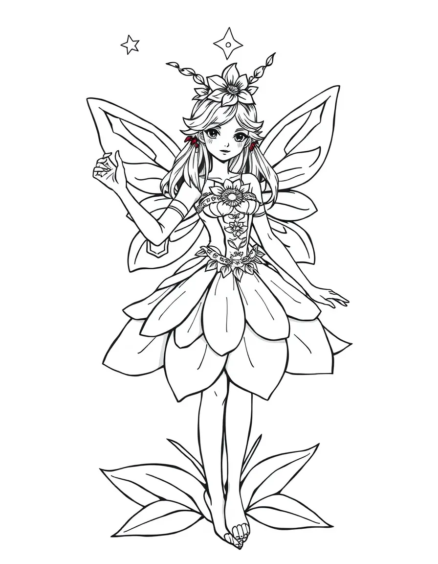 A flower-themed magical guardian with petal-shaped skirt