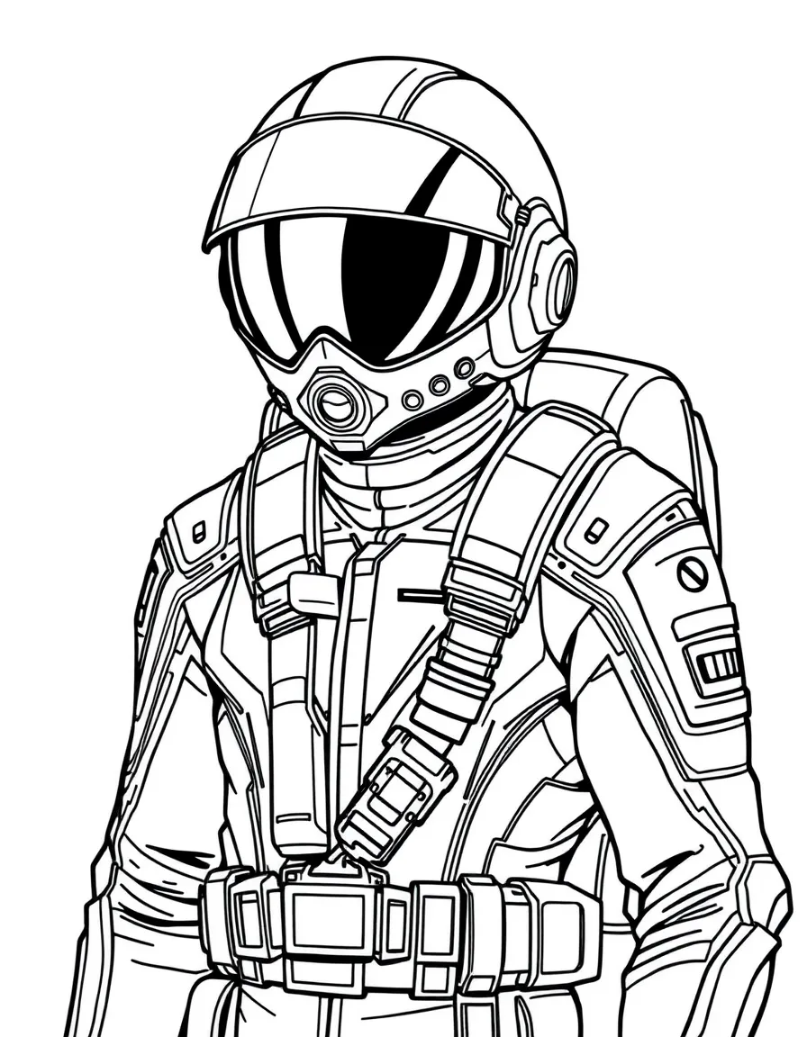 A futuristic pilot in a sleek flight suit with helmet