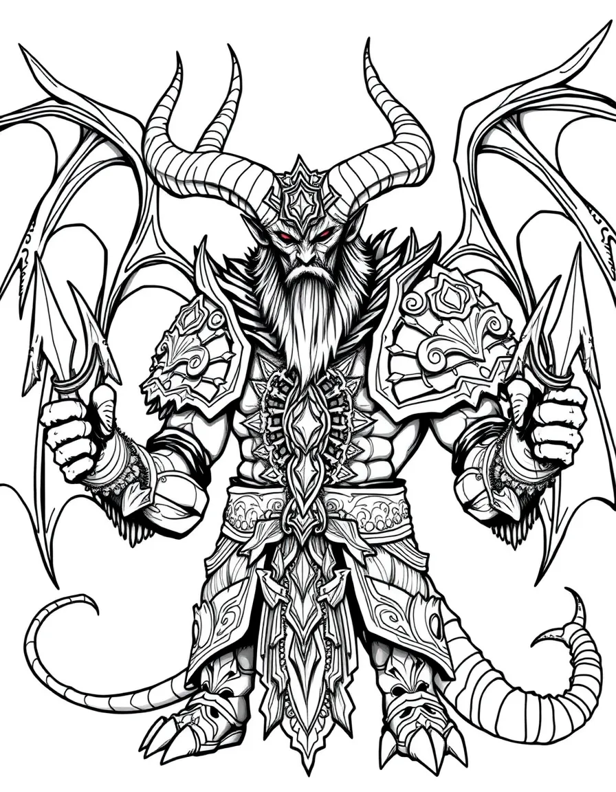 A demon lord with horns and ornate dark armor