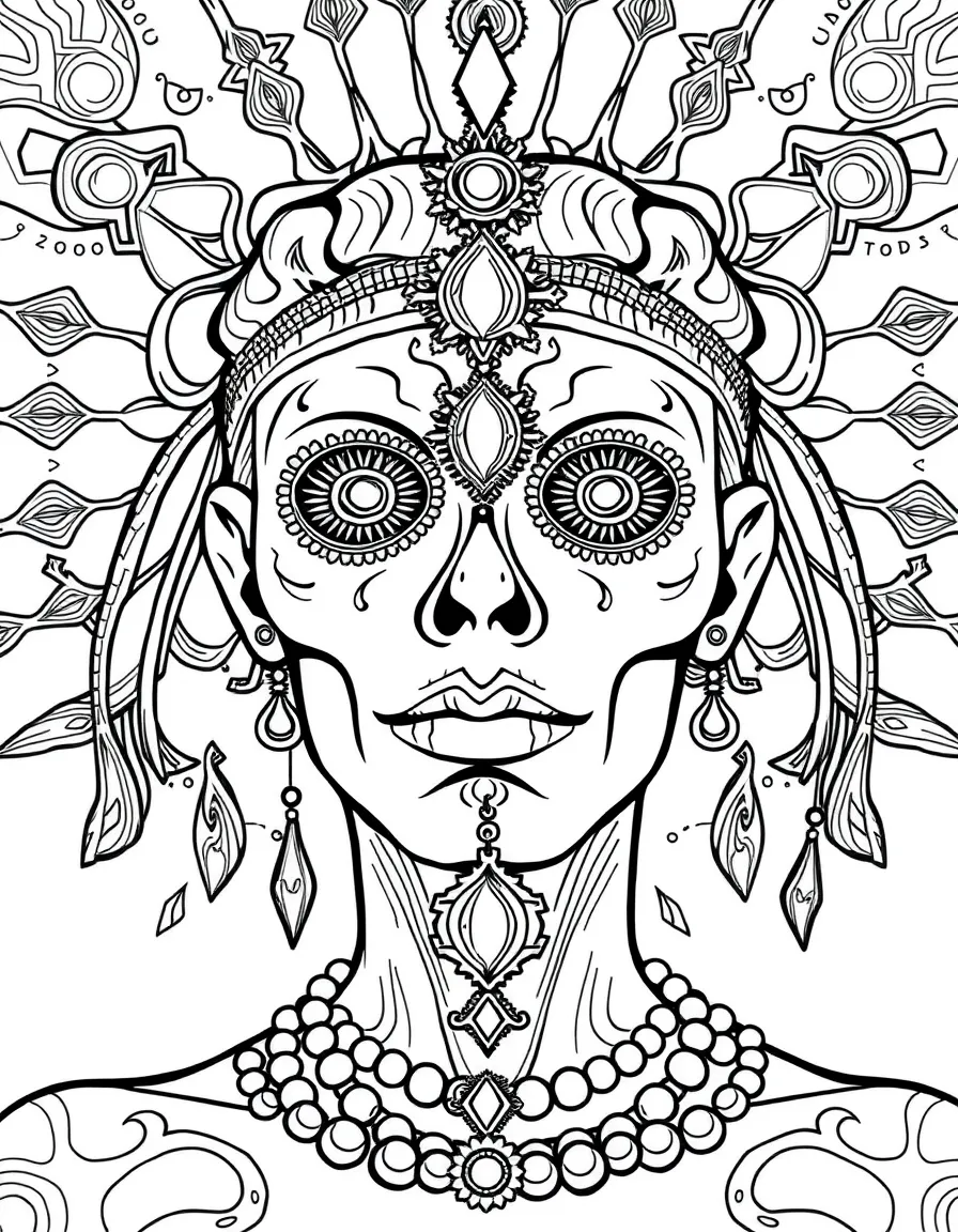 A mind controller with hypnotic jewelry and patterns