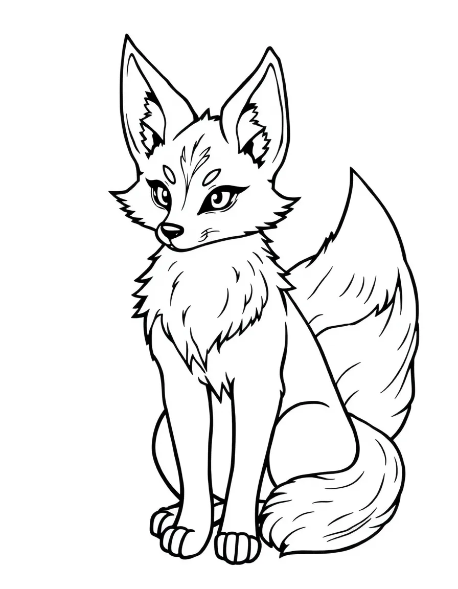 A kitsune with multiple tails and fox ears