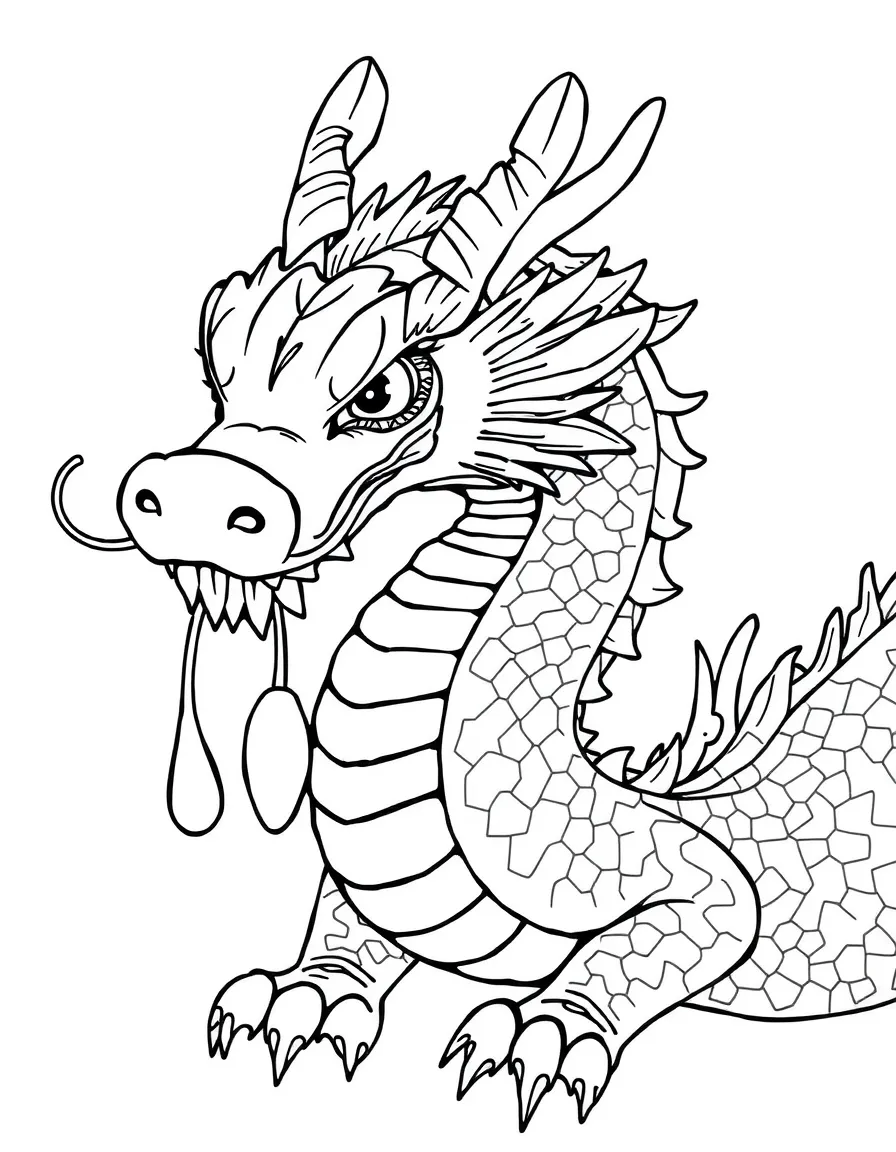 An Eastern dragon with whiskers and pearl