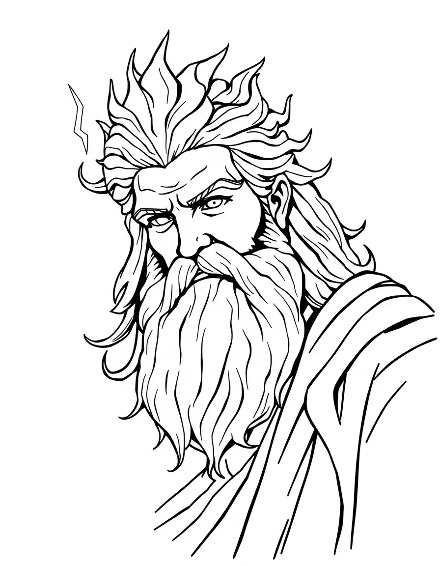 A modern interpretation of Zeus with lightning bolt