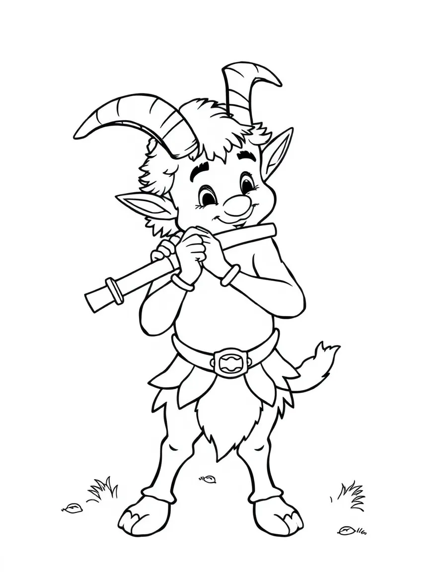 A playful Pan with goat legs playing flute