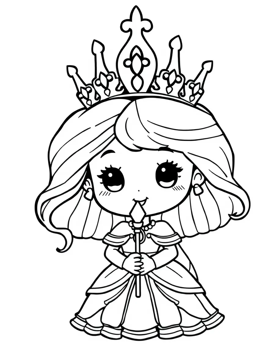 A chibi princess with enormous crown and tiny scepter
