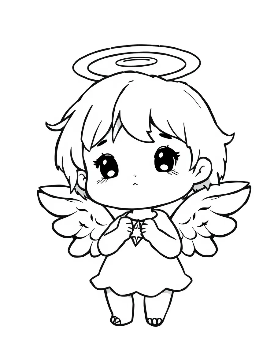 A chibi angel with halo slightly too big for its head