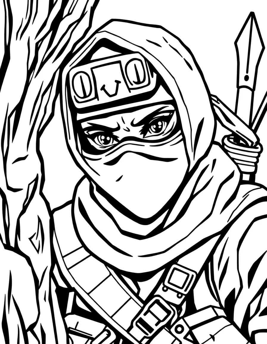 A ninja scout with face mask and climbing tools