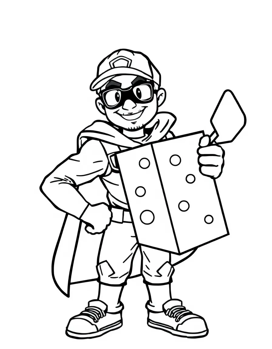 A pizza delivery hero with box shield and cutter blade