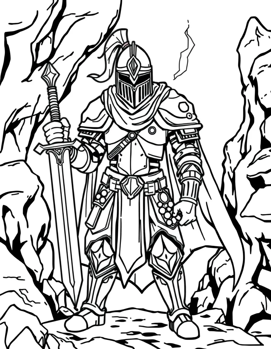 An earth knight with stone armor and crystal sword