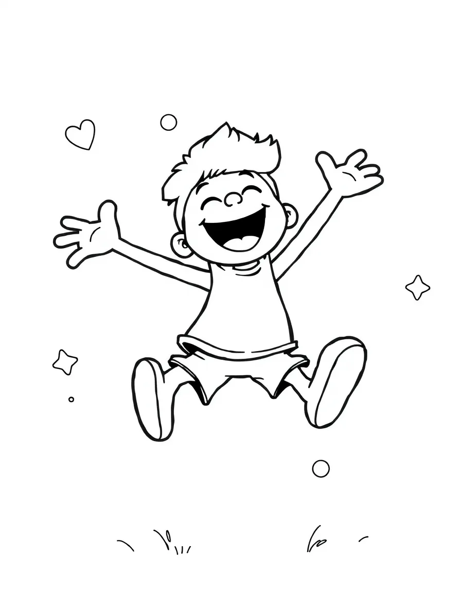 A joyful character literally bouncing with happiness