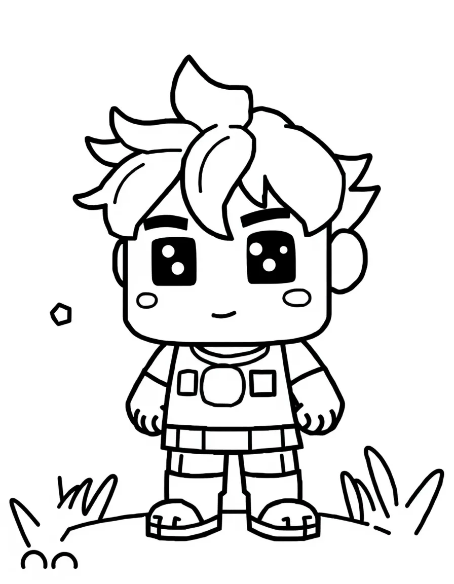 A pixel art character with visible square elements