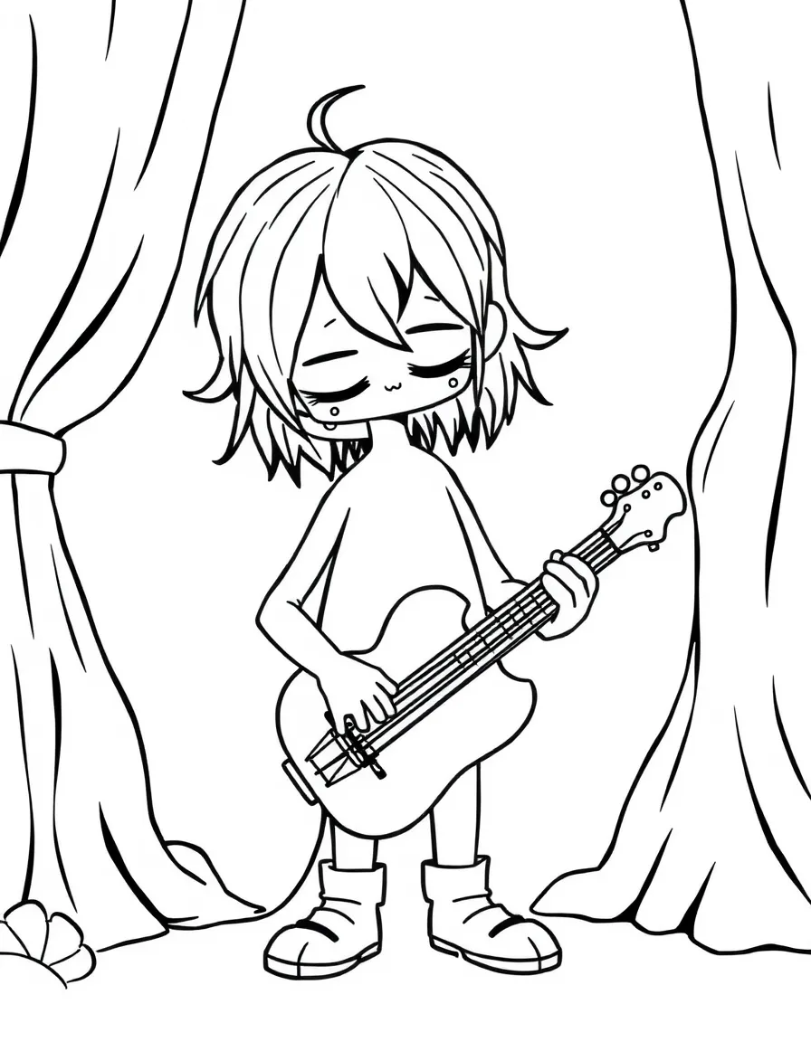 Half-music, half-silence character with instrument body