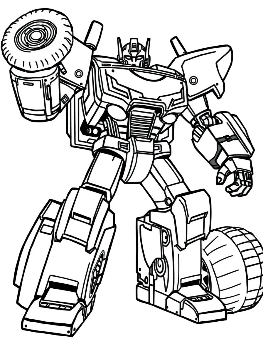 A transforming robot with vehicle parts
