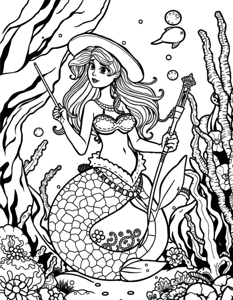 A mermaid explorer with collection of surface artifacts