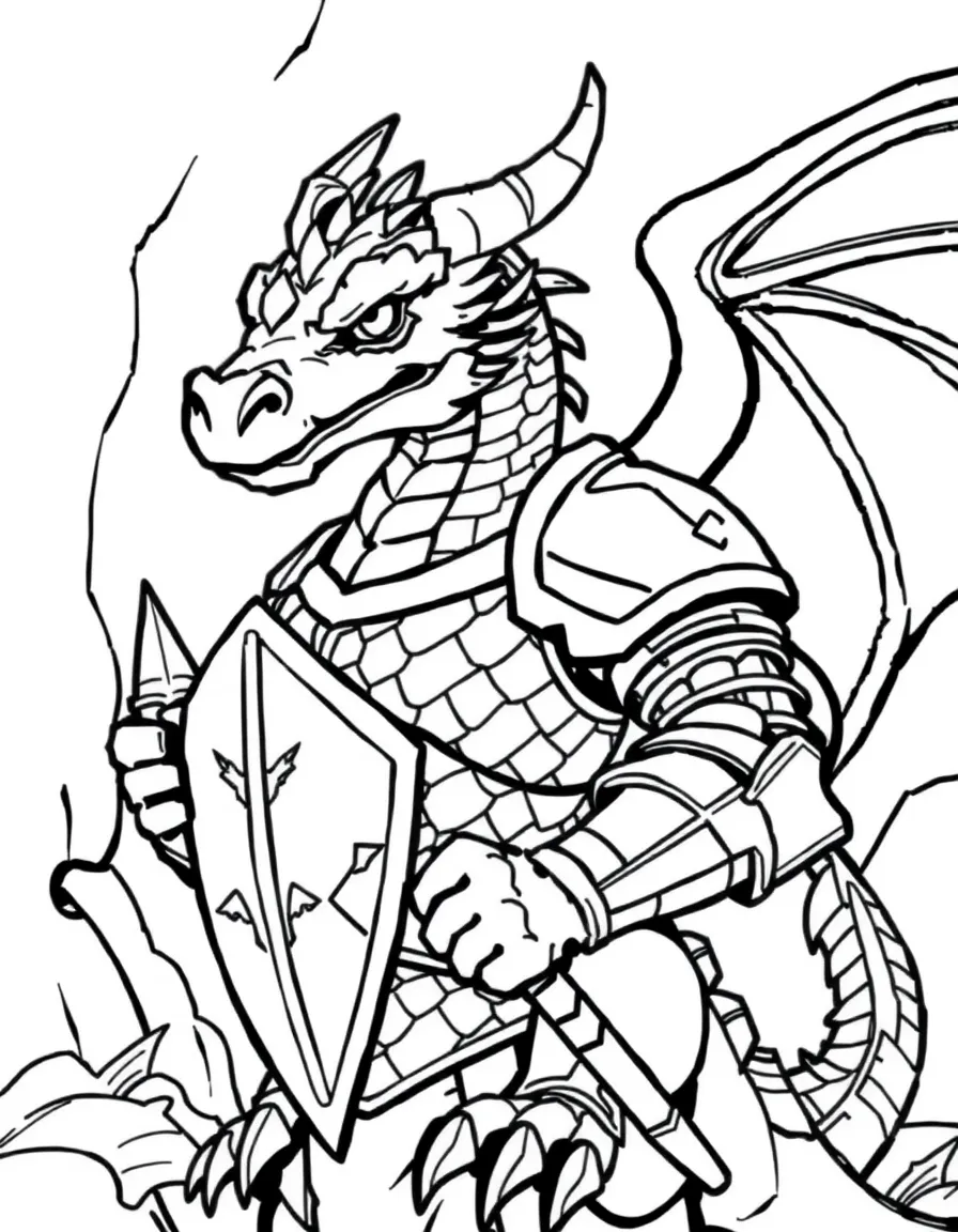 A dragon knight with scaled armor and small wings