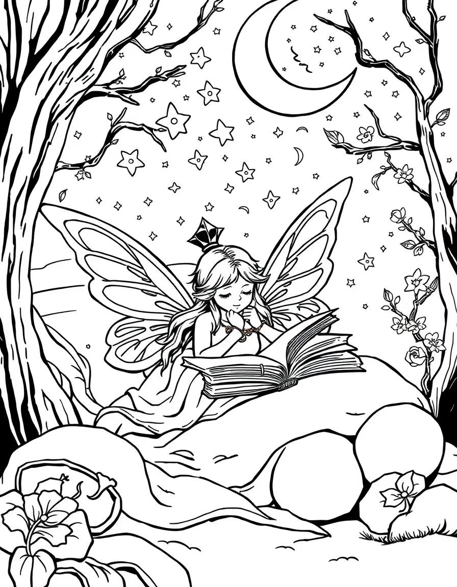 A sleep fairy cataloging dreams in a special book