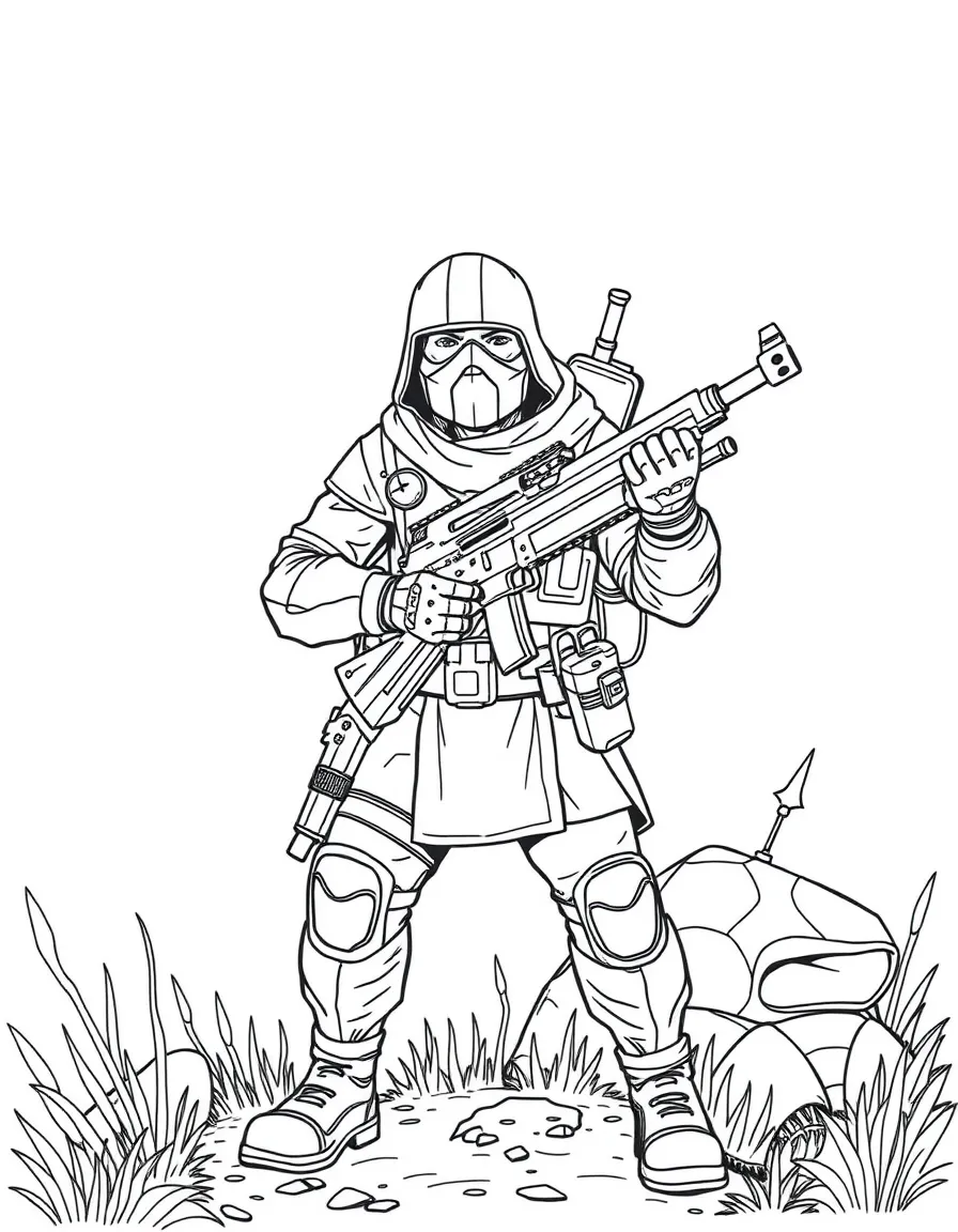 A settlement defender with improvised weapons