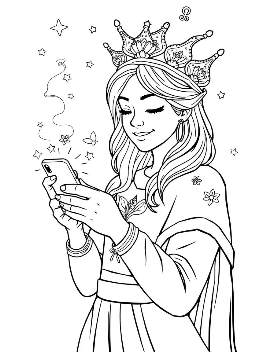A magical social media influencer with enchanted phone