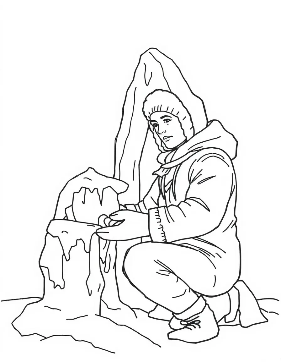 A snow sculptor creating living ice figures