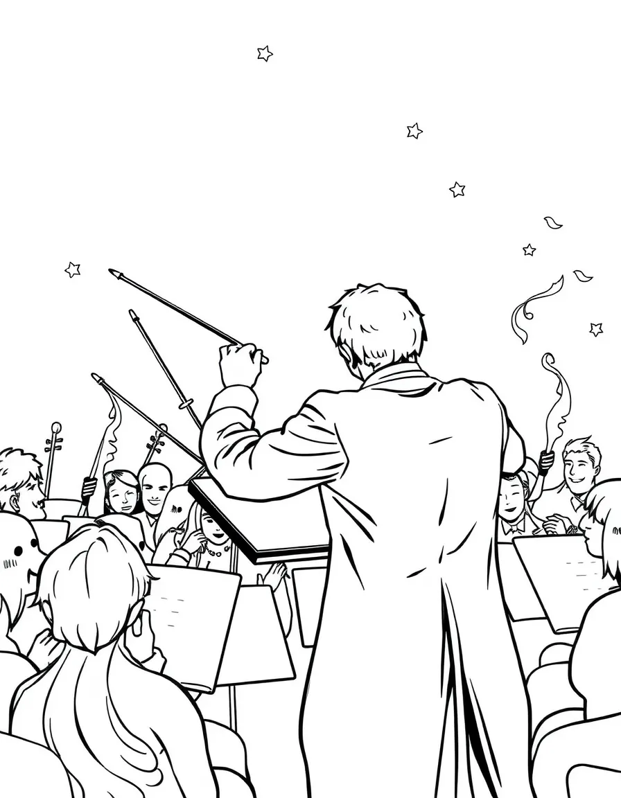 A symphony conductor controlling elemental orchestra