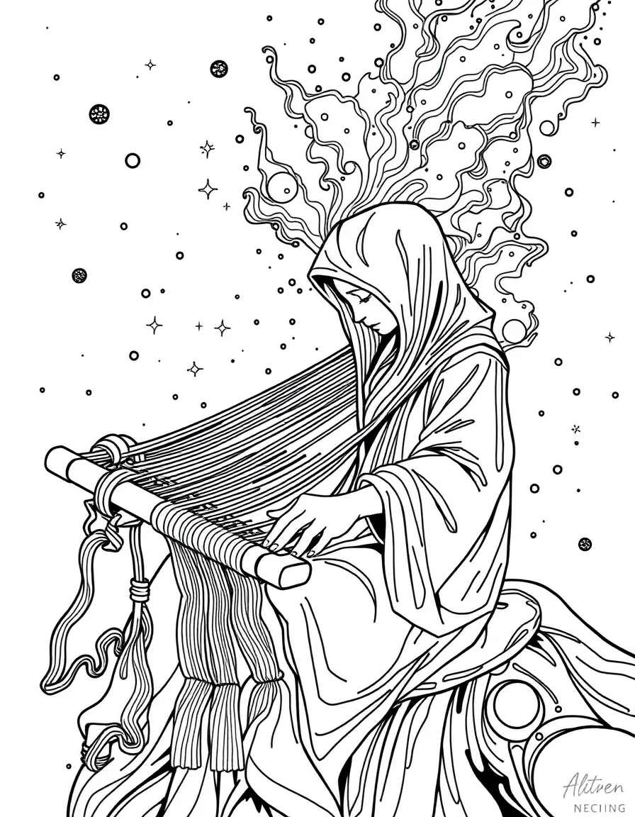 A nebula weaver creating cosmic tapestries