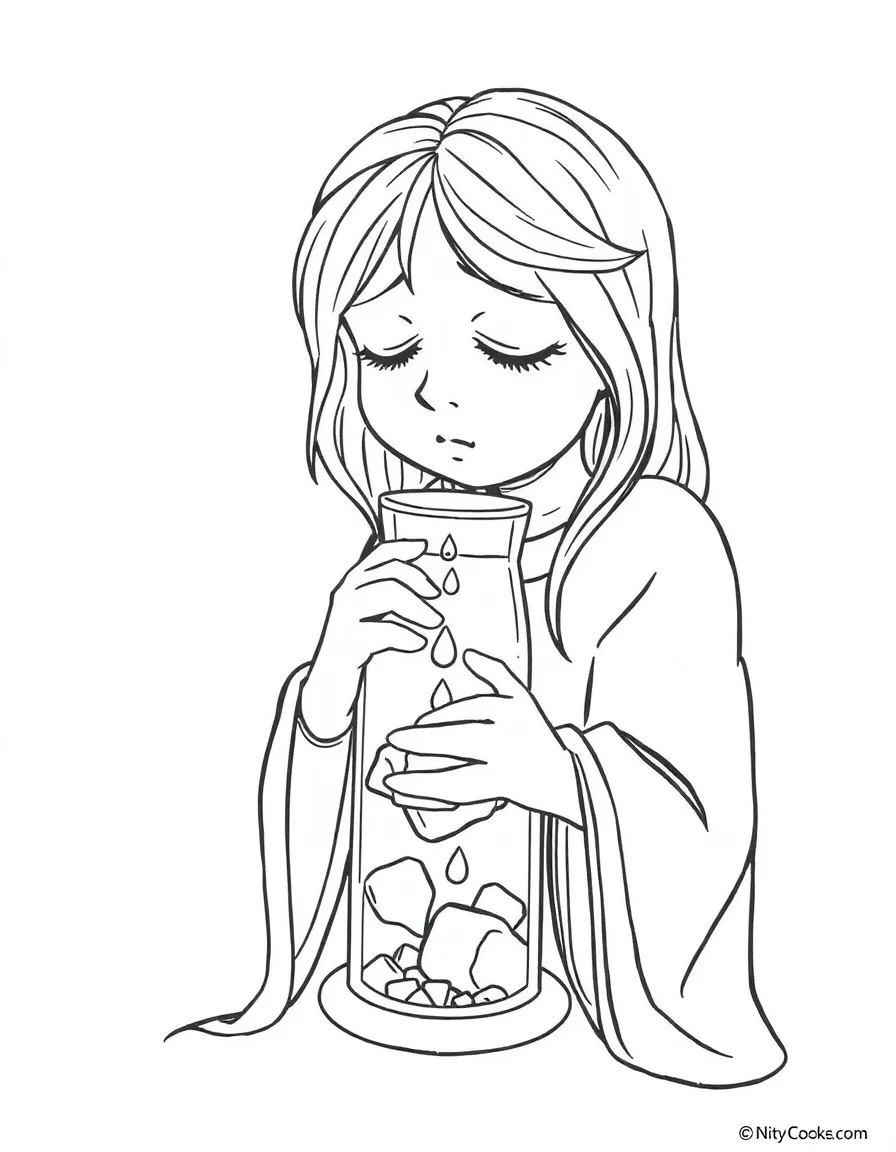 A sorrow healer collecting tears in a special vial