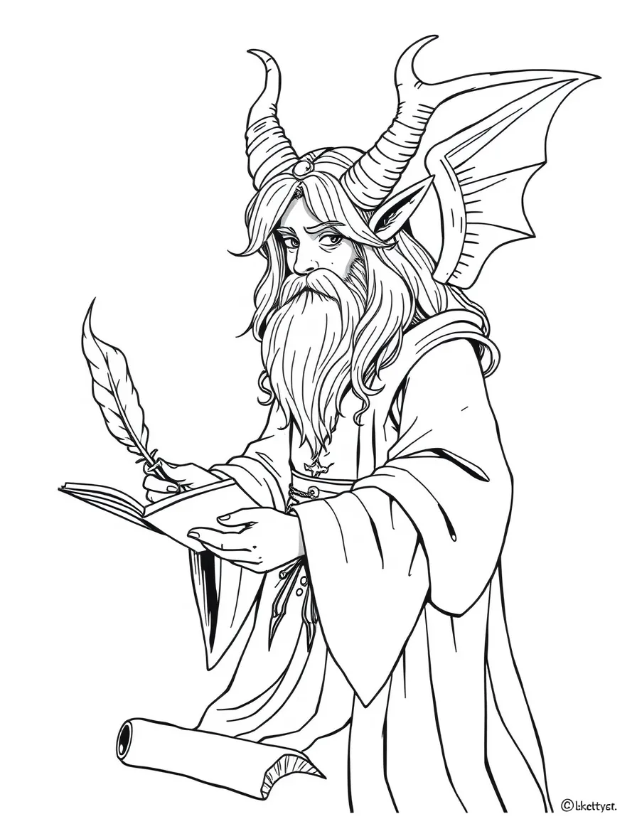 A rune scriber with magical quill and ink