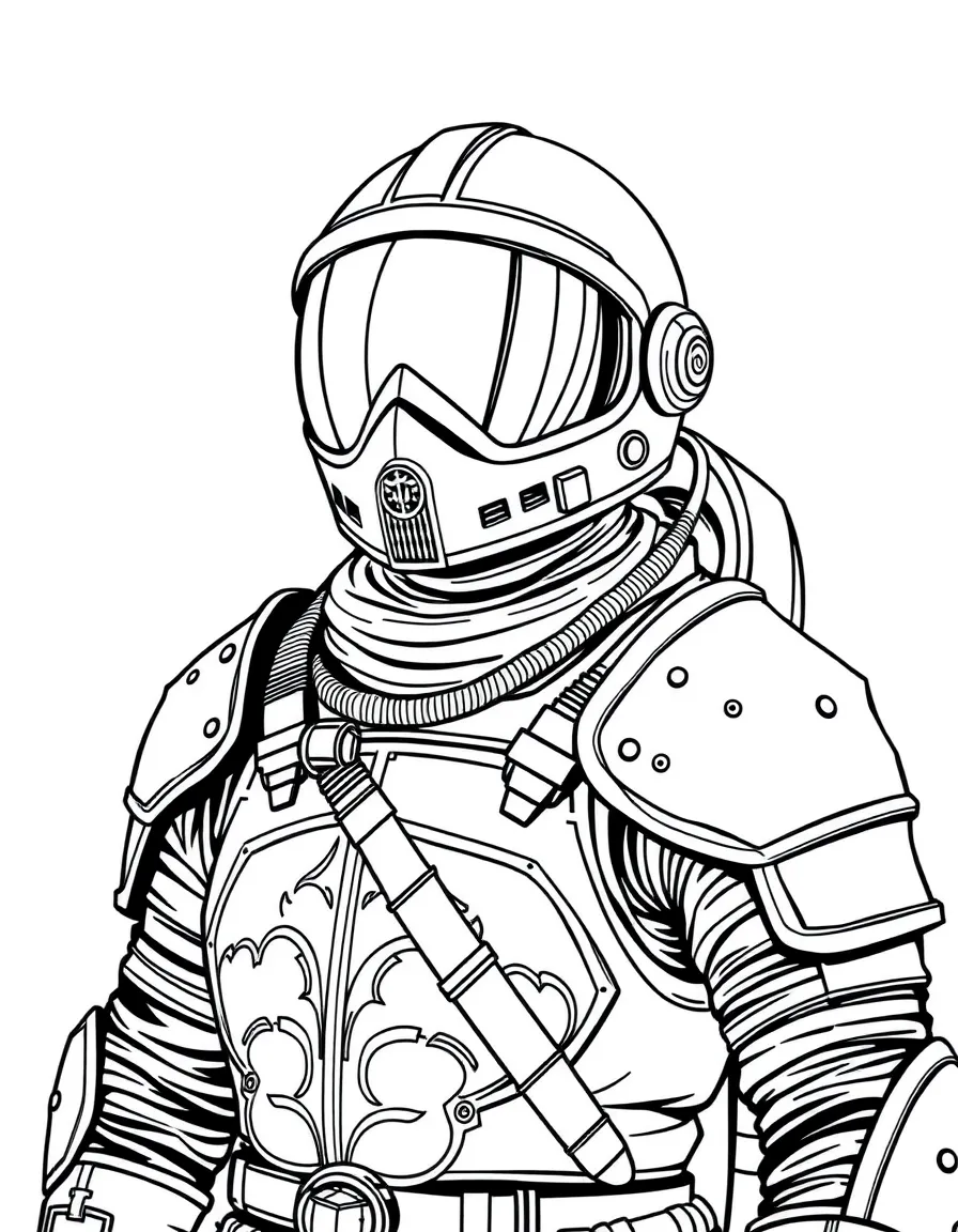 A medieval astronaut with space helmet and plate armor