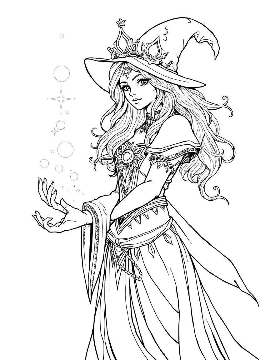 An opal enchantress with rainbow spell effects