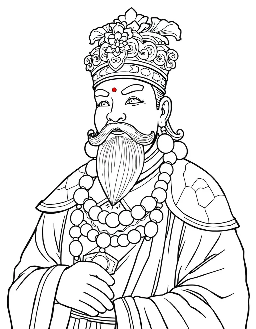 A jade emperor with stone-carved accessories