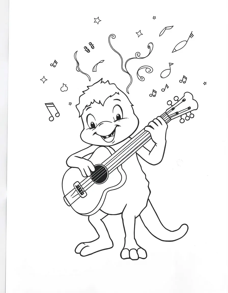 A musical instrument character producing magical sounds