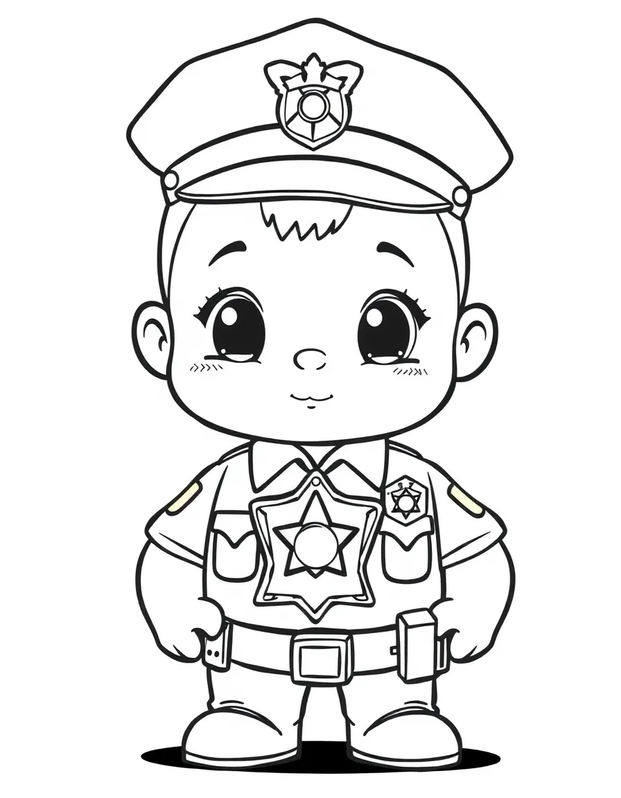 A chibi police officer with badge bigger than chest