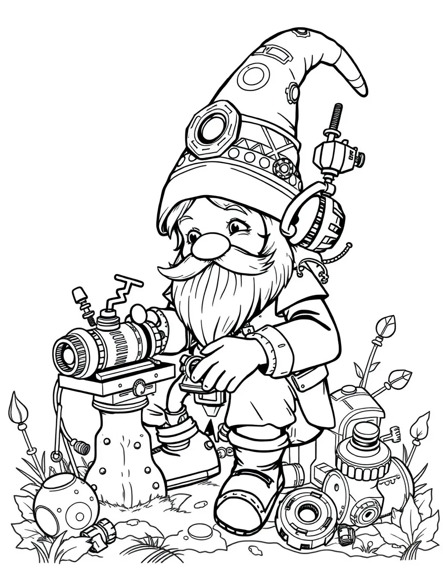 A forest gnome tinker with mechanical contraptions