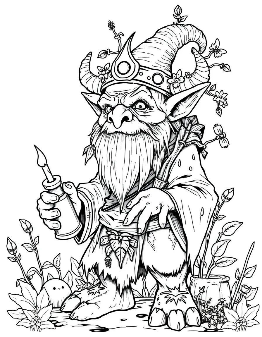 A swamp troll healer with herbal remedies